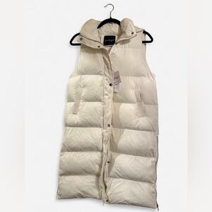 Avilego White Longline Puffer Vest Hooded Quilted Women’s Medium NWT